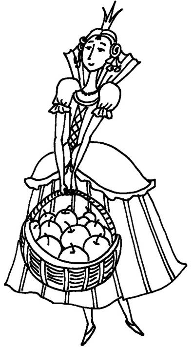 Apple Tree princess from colouring pages of story about Apples for kids