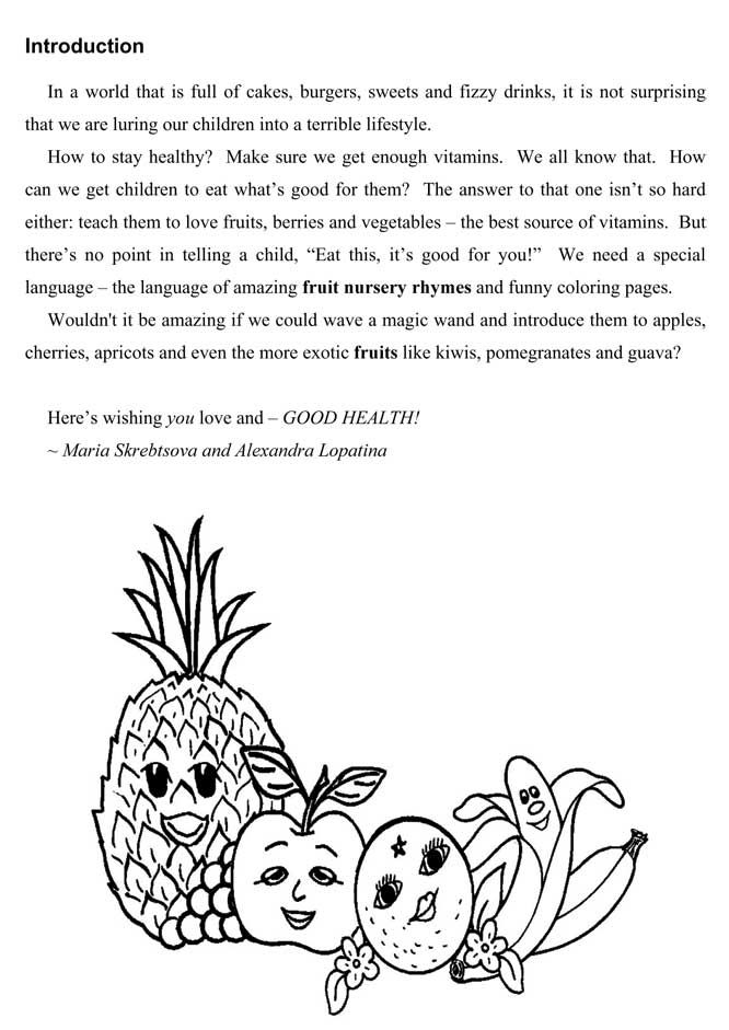 Colouring pages Fruits for chidlren 